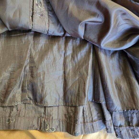 K Studio Co Vintage 90s Cottage Western Prairie Brown Embroidered Midi Dress L - Picture 7 of 12